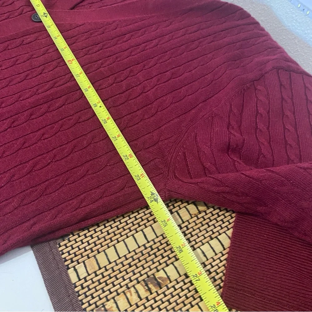 Kallspin Wool Blend Men's Cardigan XL Maroon Cable Knit Button Front Sweater NWT